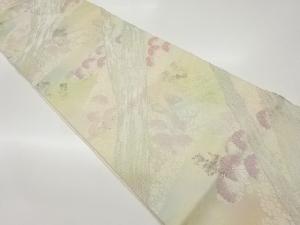 竹に花々模様織出し袋帯